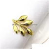 Napkin Rings Leaf Ring Holder Fall Leaves Buckle Dining Table Serviette Buckles For Thanksgiving Christmas Party Drop Delive Dhq5H