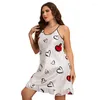 Vrouwen Nachtkleding XL-5XL Zomer Vrouwelijke Band Nachthemd Nachtjapon Jurk Lingerie Lady Sexy LIEFDE Print Nachtjapon Satijn Thuis Jurk Loungewear