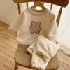 Clothing Sets Toddler Baby Girl Autumn Winter Cartoon Bear Plush Sweatshirt Pants Suit For Infant Cute Kids Clothes Boys Outfits