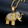 Colares com Pingente SZN Titânio 316l Aço Inoxidável Cristais Banhados a Ouro 18k Grande Elefante Para Mulheres Jóias Presente Hiphop Moda