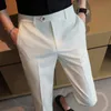 Calça Masculina Estilo Britânico Business Casual Terno Para Roupas Masculinas 2023 Vestuário Formal Slim Fit Comprimento Total Drapeado Calças de Escritório 5 Cores 38 230630