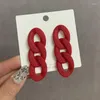 Boucles d'oreilles pendantes Simple couleur rouge acrylique géométrie chaîne goutte pour femme mode coréenne surdimensionné déclaration cadeau bijoux