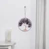 Stickning Amethyst Healing Crystal Tree of Life Hanging Ornament Wire Quartz Gemstone Wall Window Hanger Home Office Decoration Dia 16cm
