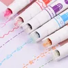 Marqueurs 12 pcs ligne en forme de surligneur stylos ensemble graffiti art stylo multi coloré rouleau pointe courbe doublure marqueur nouveauté papeterie école 230630