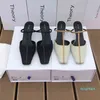 Designer De rij schoenen lente en zomer minimalistisch leer Baotou slippers met hoge hakken sandalen Franse schoenen dames