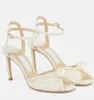 Beroemde Zomer Merk Sacora Sandalen Schoenen Witte Parel Vrouwen Pomp Ivoor Bloemen Kant V-cut Peep Toe Party Bruiloft dame Hoge Hakken EU35-43 Met Doos