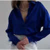 Blouses pour femmes Casusl avec plumes épissage chemises femmes simple boutonnage Street Style solide Streetwear lâche glace soie haut 2023