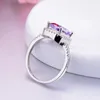 Anelli a grappolo HOYON Anello con gemme colorate per donna Diamond Princess Baguette Micro-set Zircone Lady Birthday Jewelry