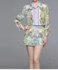 Survêtements pour femmes OFF Fashion French Luxury Vintage Print Shirt Top and Shorts In Summer Long Sleeve Blouses Women Two Piece Set Suit Party