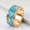 Huitan Boho Style Blue Emali Pedent-Ring For woman Creative Plant Tree Patch Projekt Fancy Girl Prezentacja Kobieta biżuteria Nowa