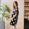 Damesnachtkleding Lente Zomer Nachtkleding Zwart Nachthemd Satijn Zijde Damesbadjas Polka dot Dames nachtjapon Wit M L XL Decoratie