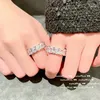 Cluster Ringe 2 stücke Mode 925 Silber Ring Set Bling Klar Zirkon Stein Geometrische Hochzeit Verlobung Für Frauen Damen edlen Schmuck