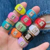 Cluster Rings 10 Pcs Fashion Square Crystal Stone Candy Esmalte Wide Cuff Opening Ring Colorful Gold Finger For Women