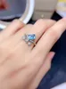Pierścienie klastrowe Weainy Naturalne szwajcarskie niebieskie pierścień Topaz Bowknot Style 5 7 mm prostokątny kamień szlachetny oryginalna biżuteria 925 srebrna