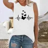 Kobiety damskie Kobiety Butterfly Bez rękawów okrągła szyja T-shirt kamizelka koszulka koszulka bluzka swobodne topy zbiornikowe haut femme debardeur femmes