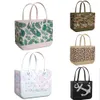 Women Designer Eva Bogg Bag Leopard Doodle Beach Bags Luxury Summer Hole Tote Large Shopping Plastic Basket Storage Washable Beach Silicone Bog Purse Jelly Candy