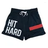 Shorts masculino verão secagem rápida malha esportiva elástica fitness treinamento corrida calça de praia HIT HARD estampa GINÁSTICA Short de basquete