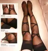 Vrouwen Sokken 2023 Over Knie Zwart Kruis Gestreepte Sexy Kousen Sheer Bandjes Top Dij Hoge Lingerie Strak