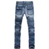 Biker Jeans man Moto Denim Mannen Modemerk Designer Ripped Verontruste Joggers Gewassen Geplooide motorfiets Jeans Broek Zwart Blue237F