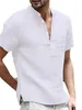 Homme Chemise en Lin Chemise d'été Chemise de Plage Noir Blanc Rose Manches Courtes Col Uni Quotidien Loisirs Vêtements de Sport Habillement