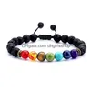 Perlé 7 Chakras Pierre Naturelle Bracelets Brins Cristal Violet Yeux De Tigre Perles Sept Pse Ronde Yoga Énergie Goutte Livraison Bijoux Otrvc