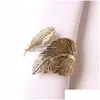 Napkin Rings Electroplated Antique Gold Leaf Ring Feather Buckle Vintage Leaves Tissue Fall Festival Party Table Decor Drop Delivery Dh8Pa