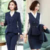 Tweedelige jurk Hoogwaardige Koreaanse lentemode Gestreepte blazer Jas Broek Pak Dames Vrouwelijk Kantoor Dames Zakelijke werkkleding Formele set 230629