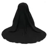 Abbigliamento etnico Donna Musulmano Chiffon Hijab Niqab Maschera Turbante Sciarpa semplice islamica Protezione solare Tuta Moda Ramadan Morbido traspirante