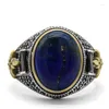 Cluster Rings S925 Sterling Silver Inlaid Lapis Lazuli Ring Retro Style Men's Turkey Fashion Jewelry Wholesale And Retail