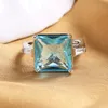 Anello vintage verde scuro da donna, gioielli da sposa, anello in pietra blu placcato oro rosa, anelli Bijoux