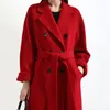 Women's Trench Coats 2023 Autumn Women Coat Solid Color Double Breasted Mid-Length With Belt Overcoat Winter Loose Casual Female Outwear