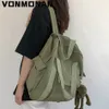 学校のバッグソリッドカラー女性防水ナイロンバックパック10代の少女のためのシンプルなバッグ