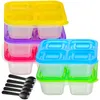 Ensembles de vaisselle 5 pièces boîtes 4 compartiments conteneurs de préparation de collation Bento avec 5 fourchettes pour pique-nique scolaire de bureau