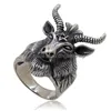 Anelli a fascia 5 Pz / lotto Vintage Gothic Wolf Head Ring Men Skl Punk Accessori per gioielli Demon Satan Goat 001 Drop Delivery Otj0I