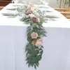 Fleurs décoratives 2.7m chemin de table artificiel arc de mariage verdure toile de fond portes décor eucalyptus feuilles de saule vignes rose