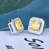 Stud Earrings WPB Original Women Shiny Asche Yellow Diamond Female Luxury Jewelry Zircon Design Girl Gift Party