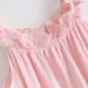 Women's Sleepwear Cotton Dress Solid Nightgown Summer Nightie Spaghetti Strap Casual Home Clothes Shirt Sweet Cute Long Skirt