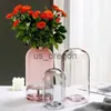 Vasen ic Einfache rosa Vase kreative INS Glas Blumenflaschen Wohnzimmer Esstisch Home Dekoration transparent Handwerk Vasen x0630