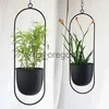 Vazen Nordic New Swinging Chain Metal Hanging Flower Pot Planter Basket Iron Holder Garden Home Balkon Hanging Plant Vase Decoration x0630