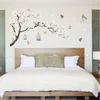 Rideaux 187*128 cm grande taille arbre Stickers muraux oiseaux fleur décor à la maison fonds d'écran pour salon chambre bricolage vinyle chambres décoration