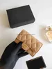 carteira de designer feminina porta-cartões de moda dobrável com padrão clássico caviar pele de cordeiro atacado mulher negra pequena mini carteira com ID de caixa qwertyui879