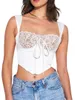 Kvinnors tankar Kvinnor s Satin Lace-up Backless Crop Top Camisole Bustier Tank Vest ärmlös Summer Streetwear