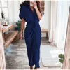 Partykleider elegante Frauen in Sommer-Mode gedrucktes Kurzarm-Hemdkleid Vintage Taille Button Verband Long Robe