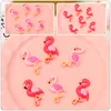 Garrafas de armazenamento 40 peças acessórios para decoração de cabelo Flamingo DIY artesanato decoração chaveiro 3,3 x 2,3 cm capa de telefone encantos concha resina