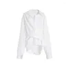 Chemisiers pour femmes Chemise cache-coeur asymétrique en popeline de coton effet cache-cœur en popeline de coton en blanc