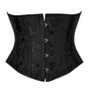 Kort torso 24 stålbenad korsett midja tränare kropp shaper brocade jaquard underbust korsett kvinnor bantningsbälte svart vit xs-3x282n