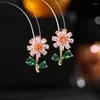 Boucles d'oreilles pendantes mode zircone marguerite fleur boucle d'oreille mariage mariée femmes fête bijoux LYI010