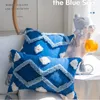 Kuddefodral Navy Blue Cotton Throw Pillow Case 30x50/45x45cm Nordic Style Marocko Boho Tufted Cushion Cover Home Decoration XA 230629