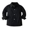 Enfants Chemises Printemps Automne Bébé Garçon Chemises Noir À Manches Longues Revers Cardigan Chemise Casual Enfants Gentleman Blouses Tops Tout-Petits Garçons Vêtements 230628