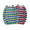 Men's T Shirts Tide Brand Hip Hop Colorful Striped Long Sleeve Shirt For Men Autumn High Quality Soft Comfortable Casual Loose Tees